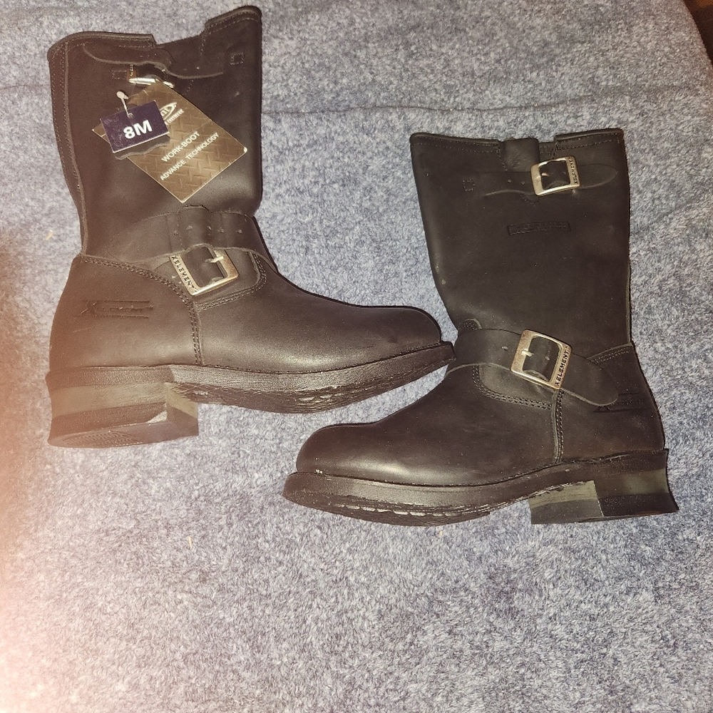 X element womens leather biker work boots size 39 womens 8 nwt slip resistant